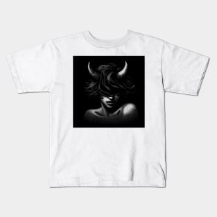 portrait of a demon girl with horns. Kids T-Shirt